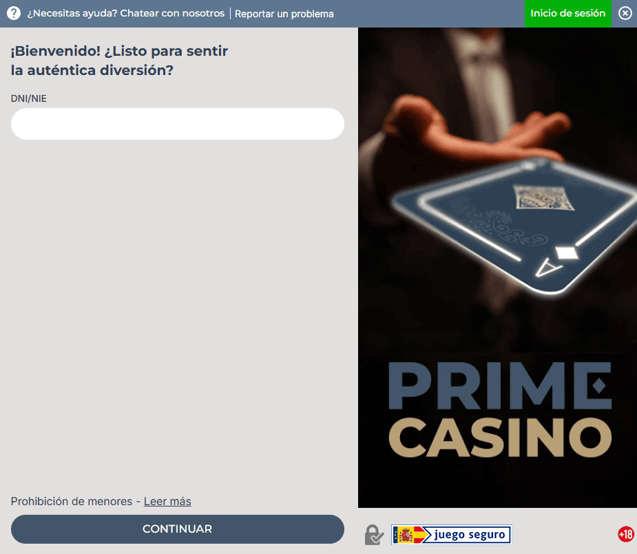 REGISTRO Prime casino